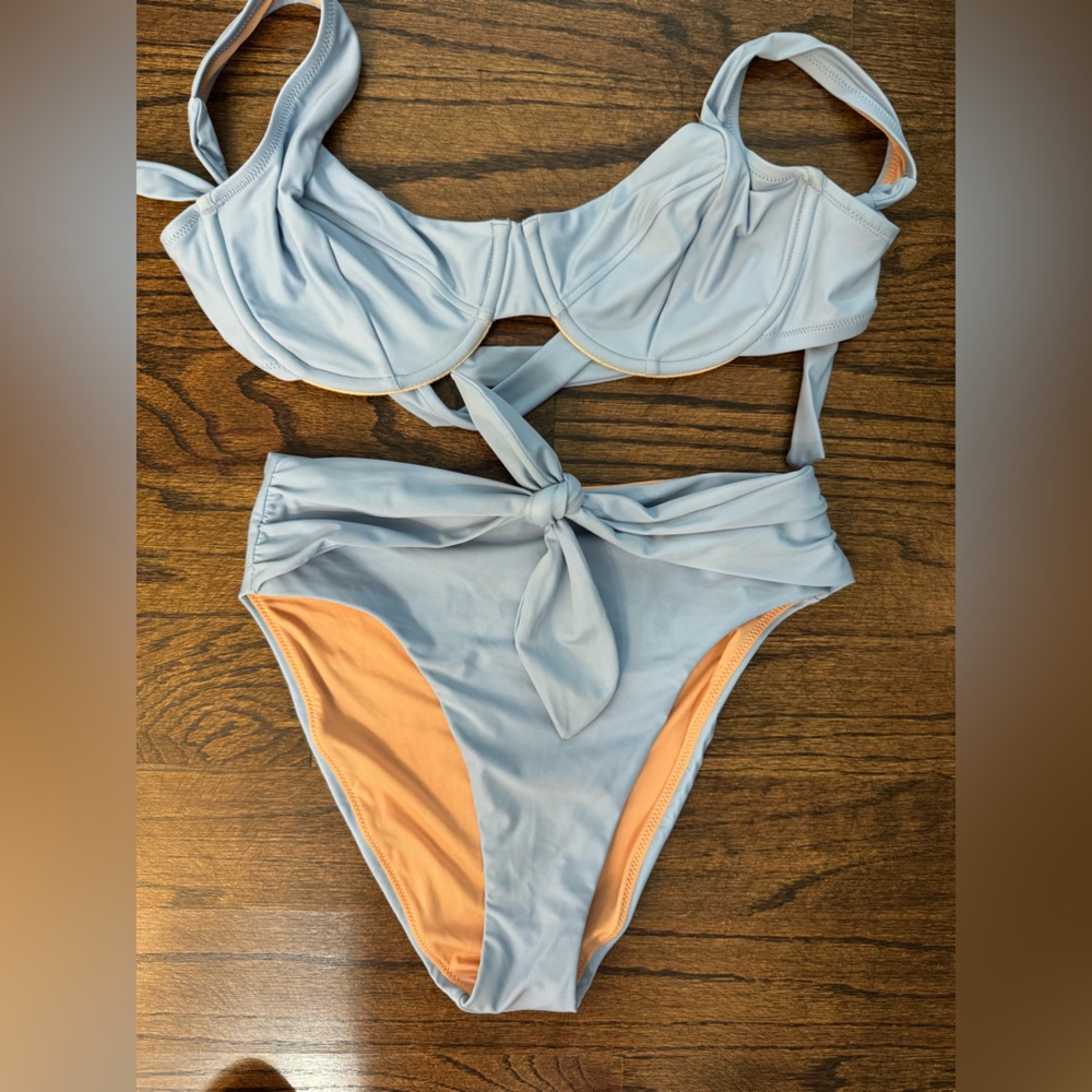 J. Crew Light Blue and Peach Bikini